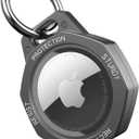 AirTag Holder Case- Aluminum Alloy Keychain for Apple AirTag Tracker (Gunmetal Grey)