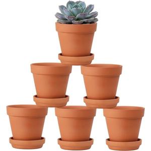Riseuvo 4 Inch Terracotta Pots with Saucer – 6 Pack Small Clay Flower Pots with Drainage Hole for Succulents, Herbs, Indoor & Outdoor Plants, Wedding Favors