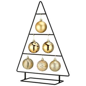 Cinnvoice Ornament Display Stand Metal Xmas Christmas Tabletop Ornament Christmas Tree Shaped Display Stand Holder Farmhouse Xmas Tree for Balls Decorations Hanging Gift(Black,16 Inch)