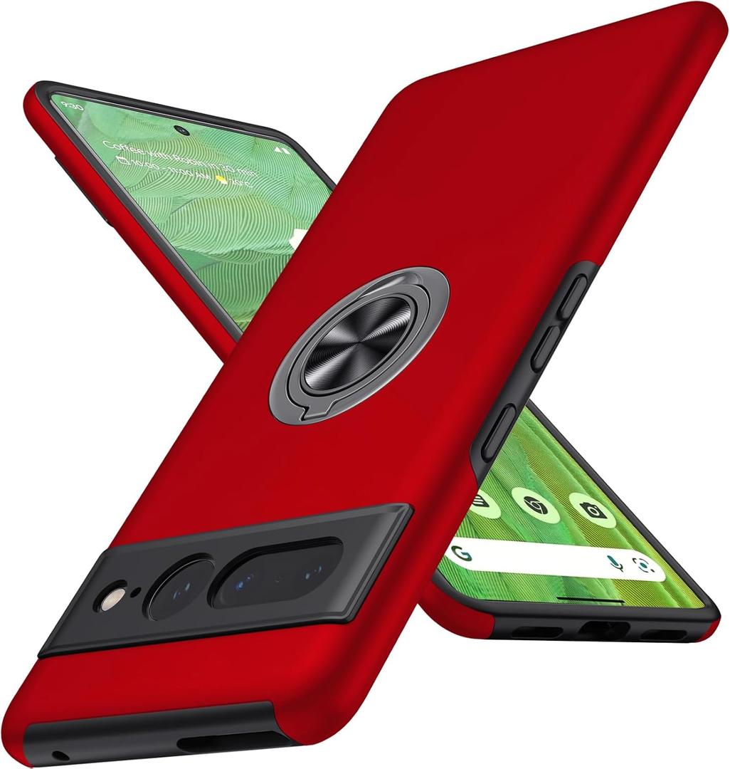 JAME for Google Pixel 7 Pro Case, Slim Fit Case with Invisible Ring Kickstand, Military Grade Drop Tested, Dual Layer Shockproof Protective Phone Case for Pixel 7 Pro 6.7", Red