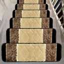 Gloria Rug High Pile Skid-Resistant Rubber Backing Gripper Carpet Stair Treads - Washable Stair Mat Area Rug (Set of 7), 8.5" x 26" (2207 Brown)
