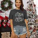 Merry and Bright Shirt Christmas Shirts for Women Xmas Lights Graphic Shirts Merry Christmas Holiday Tops (Large, Grey)
