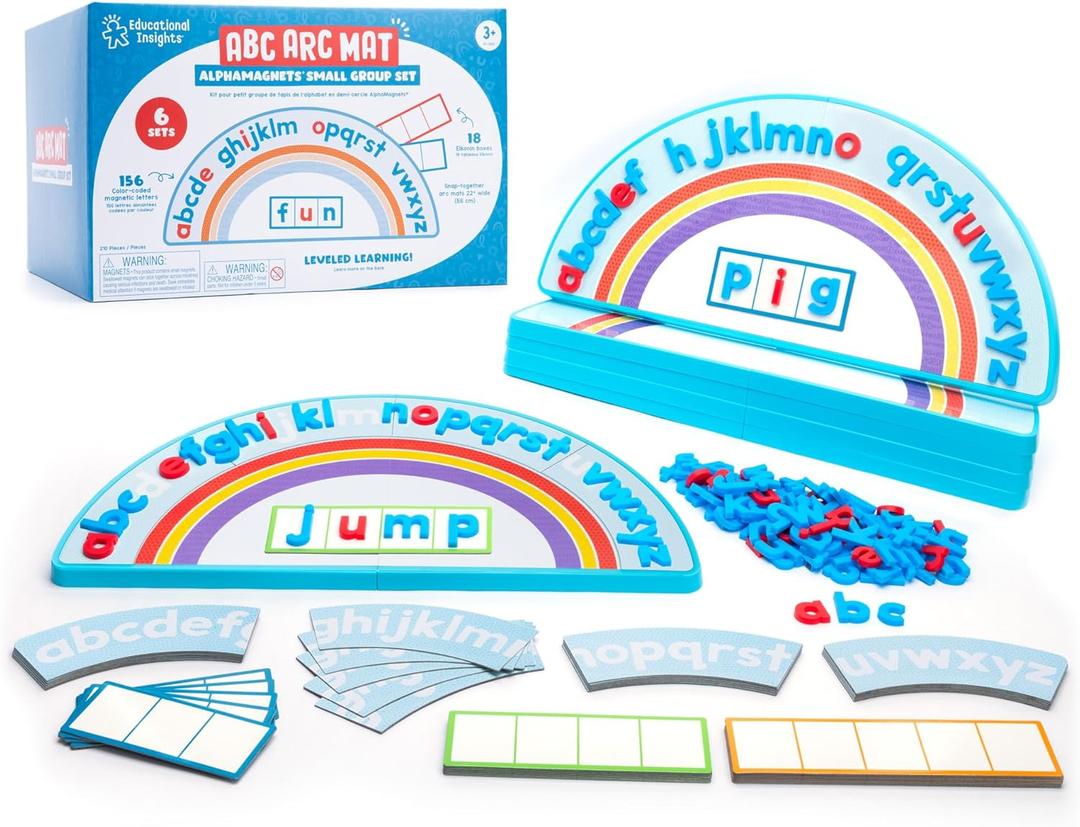 Educational Insights ABC Arc Mat AlphaMagnets Small Group Set - Alphabet Magnets for Kids, Magnetic Spelling Set & Letter Learning Board, Classroom or Homeschool ABCs Activity for Kids Ages 3-5 (6-Pack)