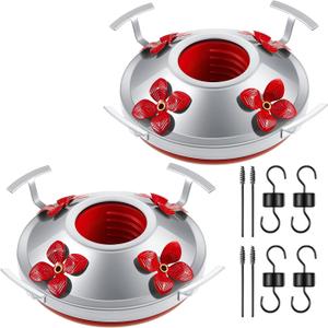 Hummingbird Feeder Bottom Base Replacement Parts Set Plastic Outdoors Hummingbird Feeder Bottom Moat Hook Brushes Bird Replacement Accessories Set(Red,10 Pcs)