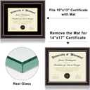 14x17 Diploma Frames 10x13 with Black Mat - Walnut Wood Finish | Shatter-Resistant Glass | for Wall Mounting | Gift for Graduations & Professional Certificate (1 Pack)
