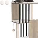 FourFurPets 43.8in 3-Tier Modern Cat Tree Tower Condo, Cat Scratch Posts for Indoor Cats, Big Plate, Two 19.7in Full Sisal Scratching Posts, Greige