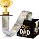Meiidoshine Fathers Day Money Box for Cash Pull, Surprise Money Holer with 50Pcs Transparent Bags, A Funny Way to Give Cash as Grandpa Dad Gifts from Daughter Son Wife, Set of 5