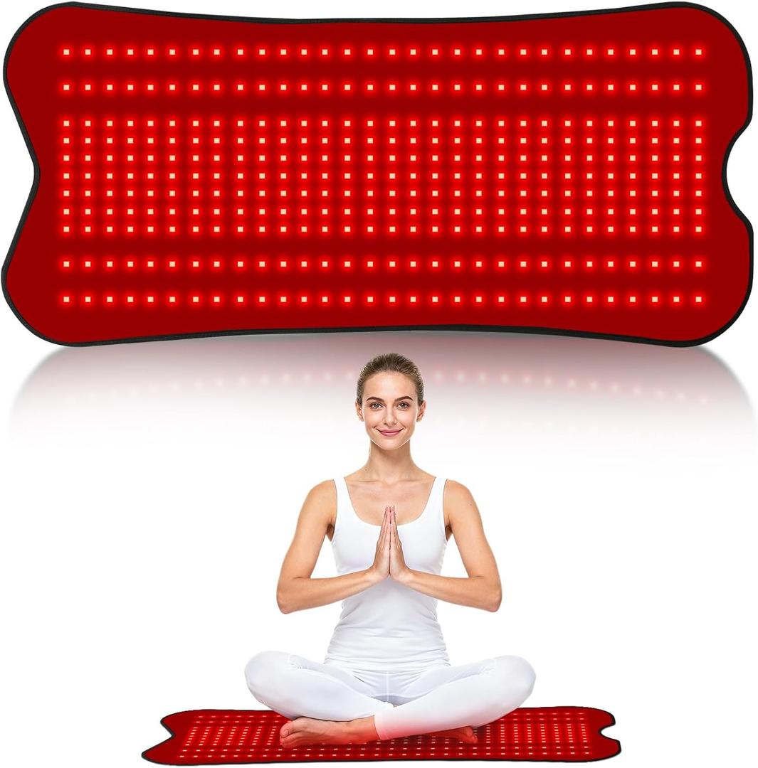 31.5''14.2'' Red Light Therapy for Body, Red Light Therapy Pad Belt Wrap with 330 LED Beads, 660nm & 850nm Infrared Light Therapy Mat Full Body, Adjustable Timer & Intensity