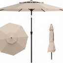10FT Outdoor Patio Umbrella, 2 Tiers Market Table Umbrella with 8 Sturdy Ribs, Push Button Tilt and Crank, UPF50+ UV Protection for Deck, Pool, Garden and Backyard