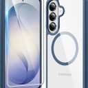 FNTCASE for Samsung Galaxy S26 Case: Clear Anti Yellowing Magnetic Drop Protection Cell Phone Cover Compatible with Magsafe - Rugged Shockproof Protective Bumper Transparent Phonecase (Blue)