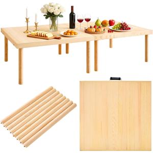 48"x24" Boho Wooden Picnic Table, Portable Wood Picnic Desk, Solid Wood Picnic Table, Boho Low Picnic Floor Desk for Beach, Camping, Backyard, Floor Seating(Large Size for 4)