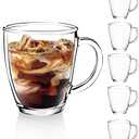 D.M DESIGN·MASTER [5 PACK,12 OZ - Premium Glass Coffee Mugs with Handle. Transparent Tea Glasses for Hot/Cold Beverages, Perfect Design for Americano, Cappuccino, Tea and Beverage.