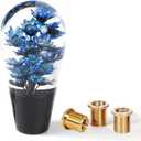 Flower Shift Knob Shifter Knob Gear Shift Knob Shift Lever Knob Car Gear Stick Head Unique Shift Handle Fit Most Automatic Manual Vehicles Trucks Round (Black Shaft Blue)