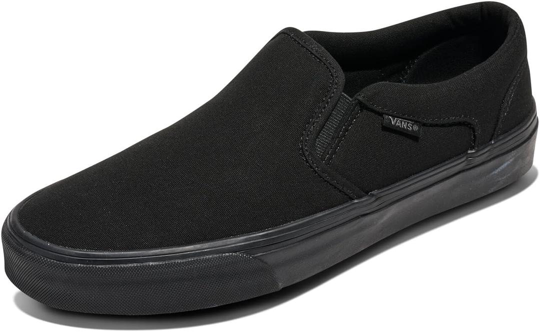 Vans Men's Asher Slip-On Shoe - Casual Sneakers for Walking, Fashion & Work. (Canvas) Black/ Black. 9