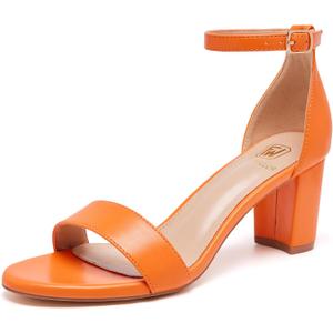 FW FRAN WILLOR Women Open Toe Low Chunky Short Heels Ankle Strap Block Heel Sandals Party Dress Wedding Pump Shoes, Size 7 