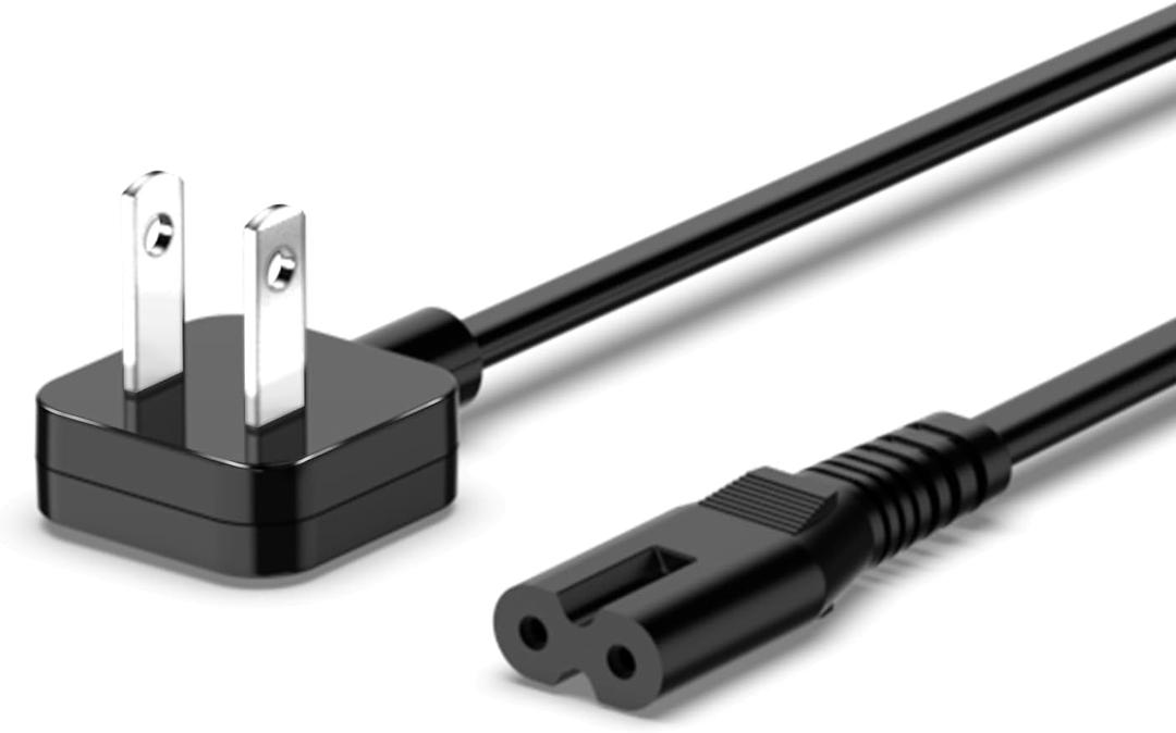 AC Adapter Power Cord 5ft, Super Slim Flat Plug Non Block Design, Figure 8 Power Cable Replacement for Chargers, TV, Xbox, PlayStation Series, Power Supply for Small Electronic Gadgets