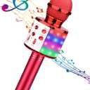 BlueFire 4 in 1 Karaoke Wireless Microphone with LED Lights, Portable Microphone for Kids, Great Gifts Toys for Kids, Girls, Boys and Adults (Red)