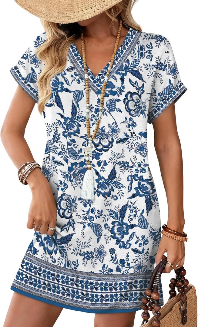 WIHOLL Summer Dresses for Women Casual Tshirt Dress Midi Dresses Fashion Beach Vacation Clothes, XL