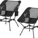 Sportneer Camping Chairs, Lightweight Outdoor Chairs with 2 Side Pockets & Storage Bag, Foldable & Portable Lawn Chairs for Camping Hiking Lawn Picnic Beach Outdoor Travel (2, Black)