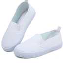 Boy's Girl's Kids White Canvas Shoes for Kids Slip-On Lightweight Sneakers Casual Skin-Friendly Walking Running Shoes(Toddler/Little Kids/Big Kids) Size 27