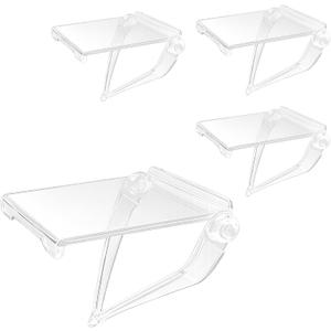 4PCs Acrylic Display Risers Stand Computer Monitor Clear Display Shelf Computer Screen Decor for Mini Figurine Home Office Desk Figures Organizer