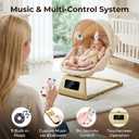 Pamo Babe Portable Baby Swing - Electric Baby Rocker with Cry Detection, 5 Swing Speeds, Bluetooth & Remote Control, Adjustable Backrest, Indoor & Outdoor Swing Chair for Newborn Babies - Beige