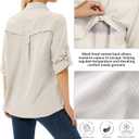Women's UPF 50 Long Sleeve Sun Protection Shirts Safari Fishing Hiking (L)