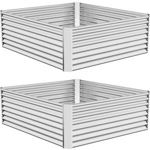 BTDVR 2PCS Galvanized Raised Garden Bed Outdoor, Metal Raised Beds for Vegetables, Above Ground Garden Box for Flower, Steel Garden Bed for Gardening (36x36x10inch(2pcs)-Silver)