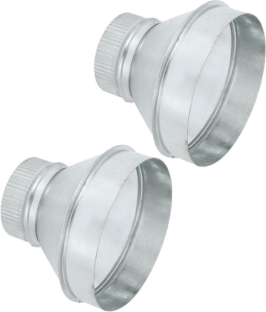 PATIKIL 7 Inch to 4 Inch Duct Reducer, 2 Pcs Galvanized Steel Round Air Duct Reducer Crimped Pipe Increaser Adapter Connector Fitting Coupling for HVAC, Ventilation Systems