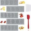 Set of 7 Leaf Silicone Fondant Molds with Dough Scraper Silicone Spatula, 3D Coral Branch Leaf Chocolate Molds, DIY Baking, Sugar Craft, Wax, Gum Paste, Cupcakes, Clay (Gray)