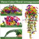 Artificial Hanging Flowers for Outdoors Faux Plants, 2PCS Artificial Outdoor Flowers for Spring Decor, UV Resistan Realistic Daisy Fake Hanging Plants for Indoor Planter Garden Porch(Vibrant Trio)
