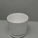 Ekirlin 7 inch Plant Pots,Ceramic Flower Planters Indoor,Modern Succulents Containers with Drain Hole Saucer,Decorate Home,Office & Outdoor (White)