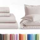 pc Light Gray Sheet Set with Duvet (Full Size) Bundle - Bed Set Includes Fitted Sheet, Flat Sheet, Duvet Cover & Pillow Cases/Shams - Hotel Luxury Bedding - Easy-Fit - Breathable & Cooling Duvet Set