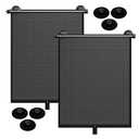 Car Window Shade for Side Windows, 2 Pack Retractable Sun Shade for Car with Strong Suction Cups, Roller Sunshade Blocks Heat UV Rays and Glare for Baby Kids Pets Passengers (M: 17.1"x19.6")