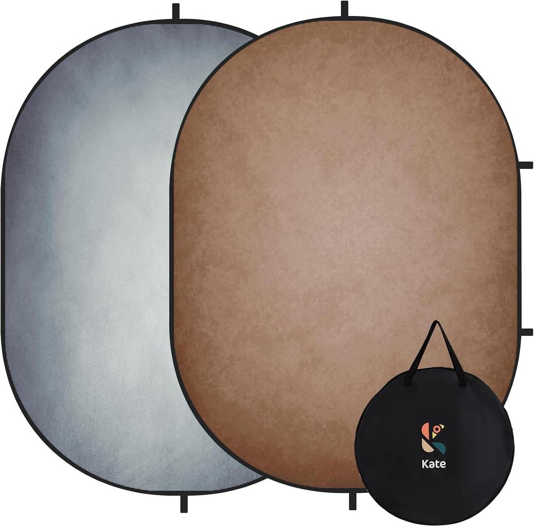 Kate Gray Collapsible Backdrops for Photography Brown Pop up Backdrop Vintage Vedio Portable Backdrop for Studio, 5x6.5ft