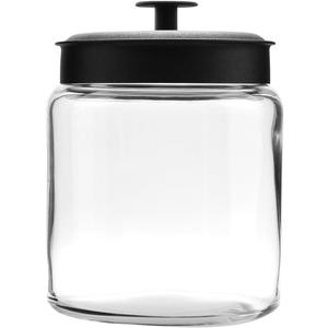 Anchor Hocking 96 Ounce Mini Montana Glass Jar with Lid (4 piece, black metal, dishwasher safe) (96 Ounce (Set of 2))