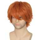 M MISS U HAIR Unisex Short Straight Wig Orange Cosplay Halloween Wig Men Women