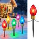 Strawberry Jumbo C9 Christmas Pathway Lights Outdoor - 8.5 Feet 5 LED C9 Pathway Lights, Jumbo Multicolor Light Bulb Christmas Light Outdoor Decorations for Lawn Holiday Yard, Multicolor (1 Pack)