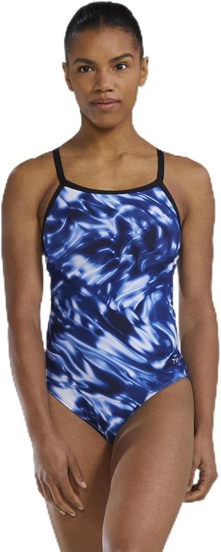 TYR Women's Durafast Elite Diamondfit Controlfit One Piece Swimsuit (12, Met Blue)