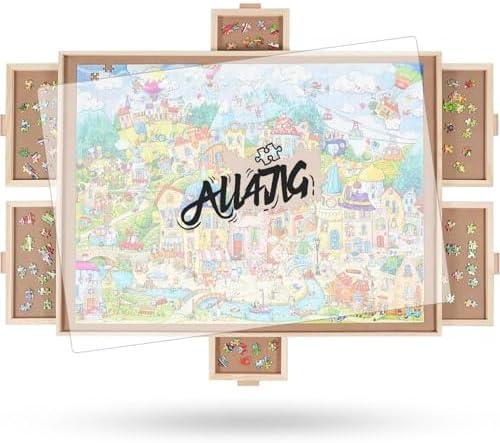 Amazon.com: ALL4JIG 1000 Pieces Rotating Puzzle Board with 6 Drawers and Cover,22"x30"Portable Wooden Jigsaw Puzzle Table for Adults,Lazy Susan Spinning Puzzle Boards Birthday Gift for mom : Toys & Games