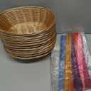 Jetec 12 Pcs Baskets for Gifts Empty, 9 x 6 x 2.24 Inches Woven Basket with 60 Colorful Pull Bows and 30 Clear Bags, Gift Fruit Storage for Thanksgiving, Christmas and Any Occasion(Beige)