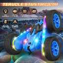 Terucle Remote Control Car, Rc Cars Stunt Toys New Upgraded Strip Lights and Headlights Toys Double-Sided 360 Rotating 4WD Drift Truck for Boys Girls Birthday Gift (Blue)