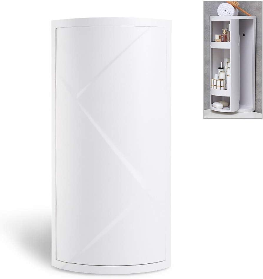 Multifunction Bathroom Kitchen Corner Locker Cosmetic Storage Rack Cabinet Storage Shelf Rotating Triangle Shelf, 3 Layer