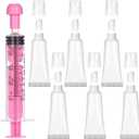 6PCS Empty Lip Gloss Tubes 8ml Clear Lip Balm Tubes with 5ml Pink Syringes Refillable Squeeze Lipbalm Containers Travel Toothpaste Container Mini Cosmetic Soft for DIY Lipgloss and Travel Toiletry