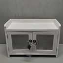 COLLECTIVE HOME - Storage Cabinet, Mini Countertop Cabinet, Wood Organizer for Kitchen Living Room Bedroom Bathroom Office with Magnetic Door, 14.5 x 6.5 x 10 (White, Wire Netting)