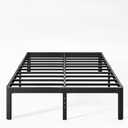 12 Inch High Platform Queen Bed Frame No Box Spring Needed, Metal Bed Frame Queen Size, Noise Free, Easy Assembly, Heavy Duty, Black