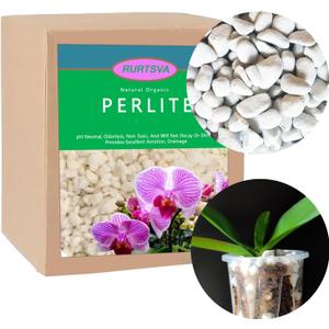 Natural 1-2CM Hard Chunky Perlite 10QT for Plants Horticultural Coarse Organic Pearlite Bulk Potting Mix Garden Soil Amendment for Enhanced Drainage and Ventilation for Orchid, Dendrobium, Araceae
