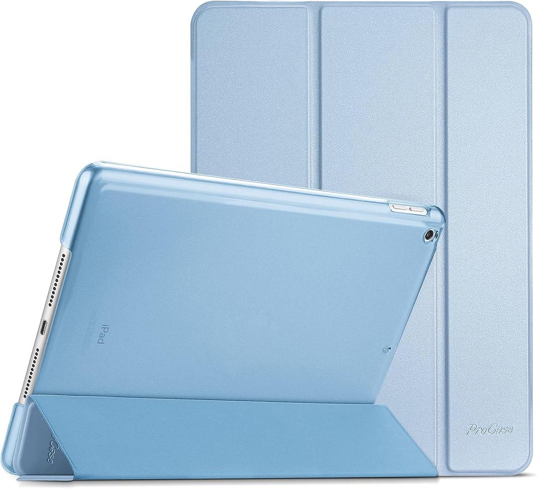 ProCase for iPad 9th/ 8th/ 7th Generation Case 10.2 Inch (2021/2020/2019 Release), 10.2 iPad Case 9th/ 8th/ 7th Gen Cover, Slim Smart Cover with Translucent Hard Shell Back -Sky Blue