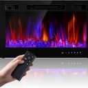 Electric Fireplace Insert 36" Realsmart 1500W Wall Mounted Fireplaces Recessed Heaters Remote Control Slim Black Fireplace Touch Screen Timer 12 Flame Colors LED Decor Low Noise (36)