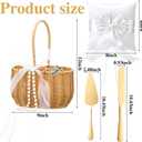 4 Pack Wicker Flower Girl Basket with Ring Bearer Pillow, 300 Pcs Silk Petals and Gold Cake Cuttings Flower Basket with Pearl and Bow Wedding Essentials Bundle Set for Ceremony Bridal Shower
